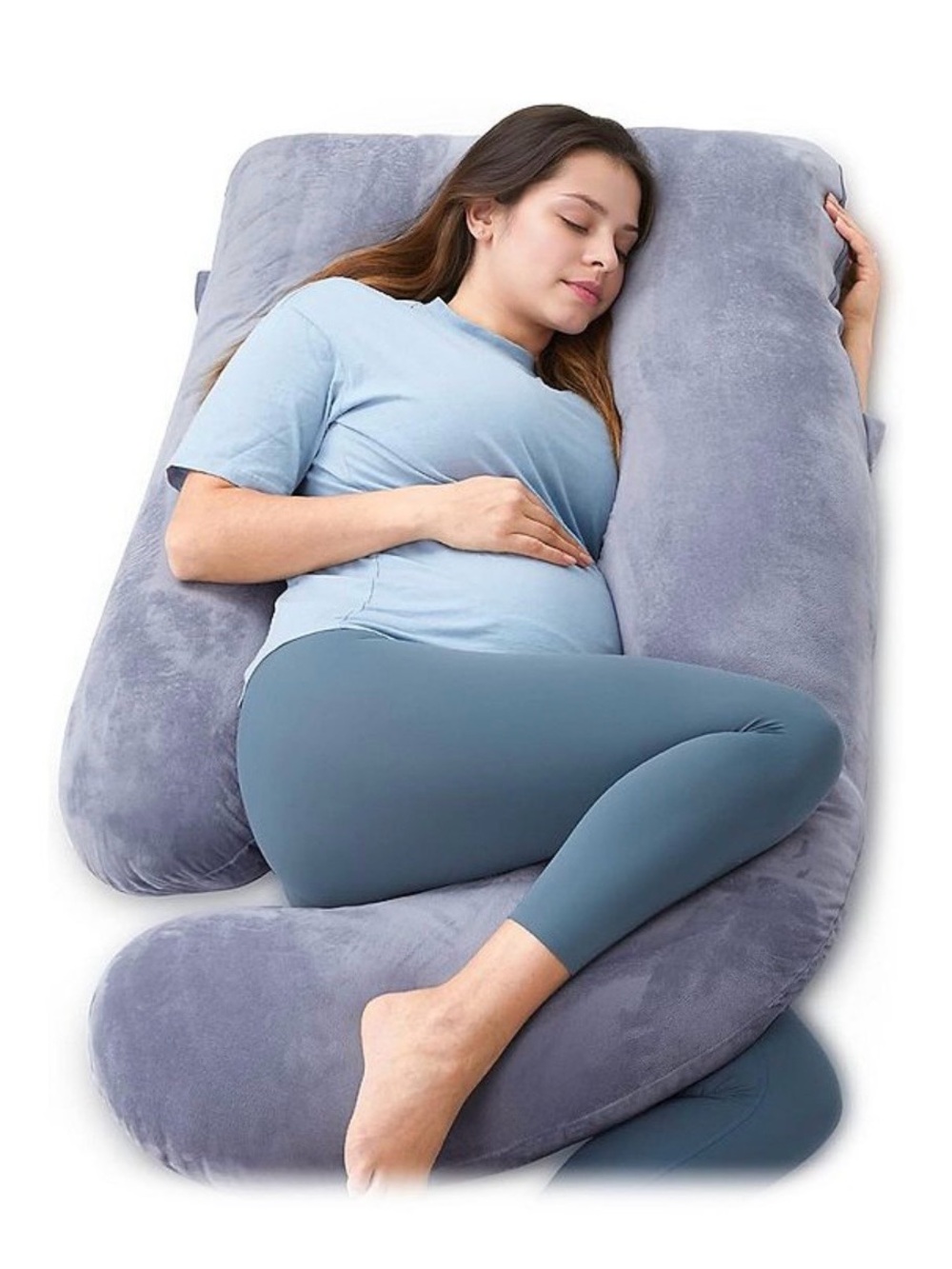 Momcozy Plush Gray Full-Body Comfort Pillow - Support for Side Sleepers
